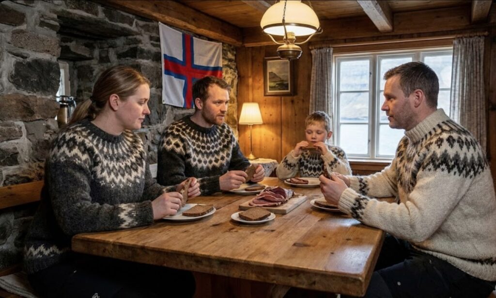 En kulinarisk pärla från de färöiska gårdarna – torkat lammkött är en oskiljaktig del av högtiderna.